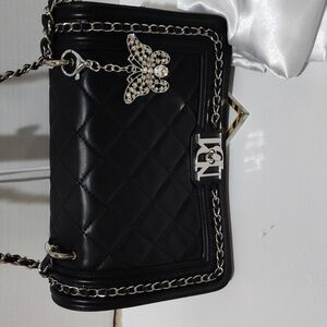 Badgley Mischka Black Quilted Vegan Leather Bag